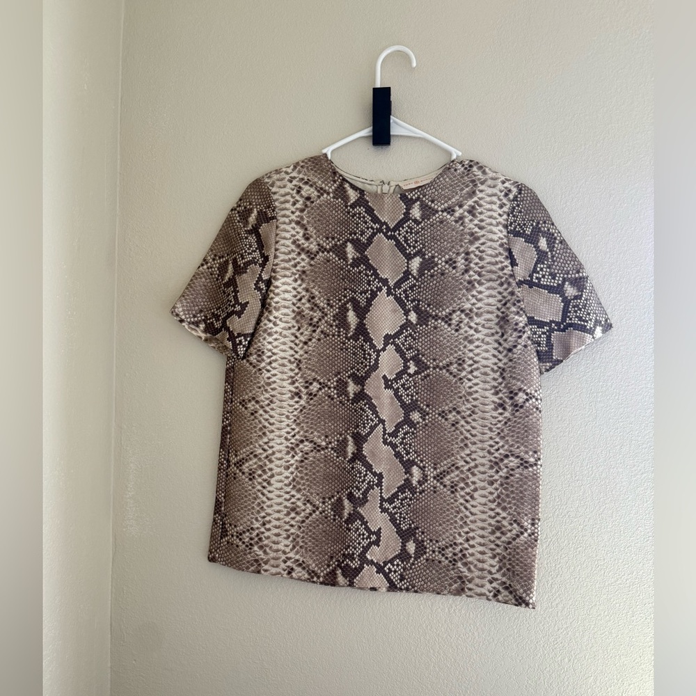 Tory Burch Beige and Brown Patterned Top